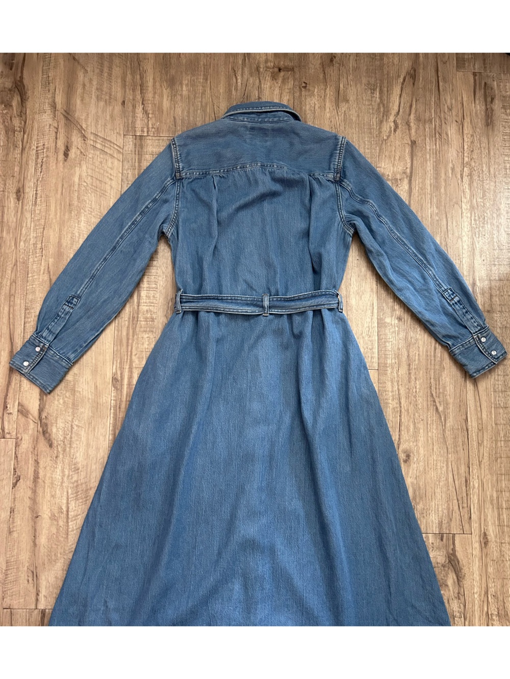 Levis western country stampede Classic Light Blue Denim Shirt Dress Belt rodeo - Picture 12 of 13